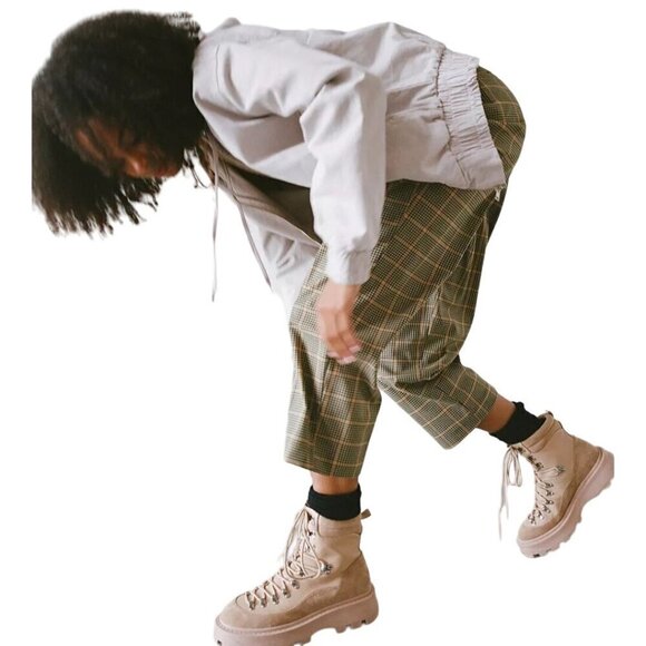 Urban Outfitters Paige Plaid Pleated Cropped Trouser Pants Pockets Size M - Picture 5 of 10